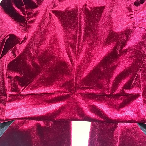 NWT Walter Baker RARE Crop Burgundy Open Front Velvet Blazer Tuxedo Jacket S - Picture 16 of 17